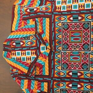 Ankara Boys Colorful Geometric Pattern Shirt 6526